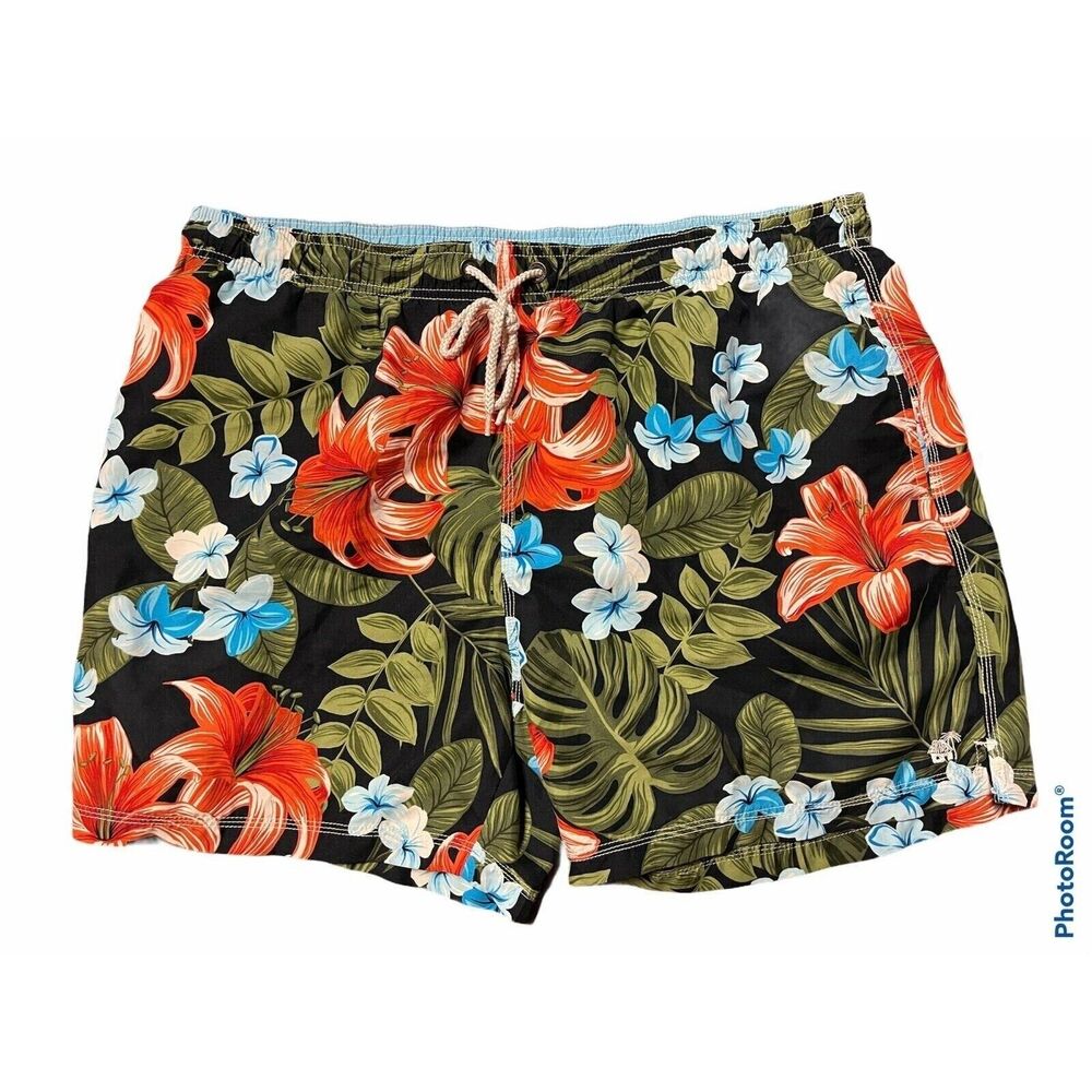 Caribbean Joe Swimsuit Shorts Floral Size XL Men's Inside Pocket Mesh Liner
